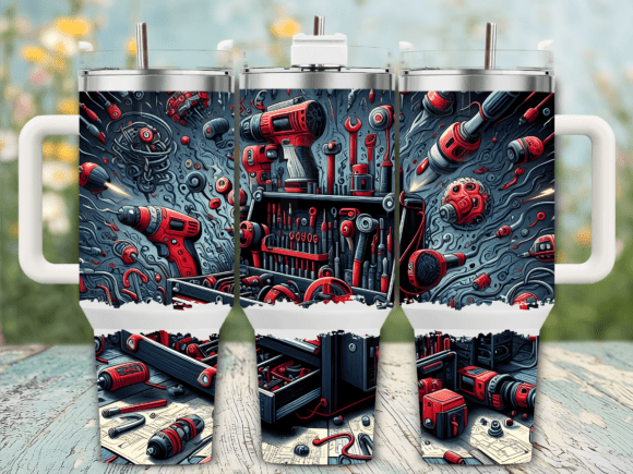Abstract Red Tools Box Tumbler Wrap
