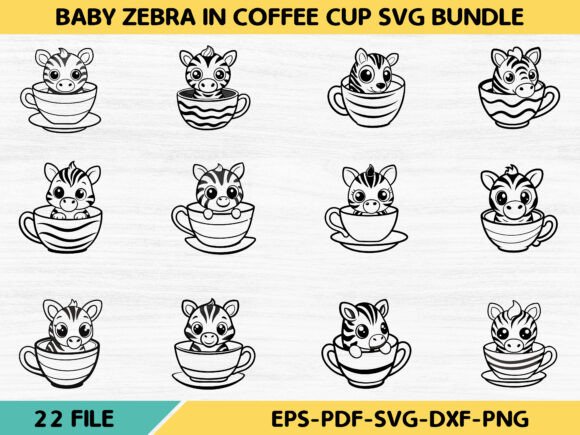 Baby Zebra in Coffee Cup Svg Bundle