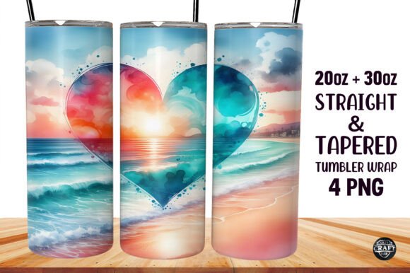 Beach Heart Tumbler Wrap 20oz