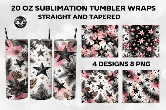 Black Pink Christmas Stars Tumbler PNG Review