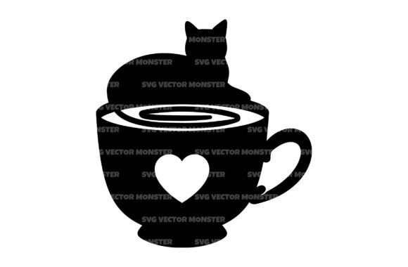 Cat on Coffee Cup Svg