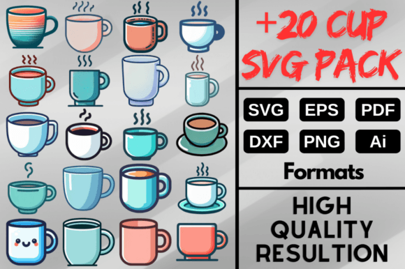 Cup SVG Digital Download Bundle Pack PNG
