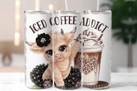 Cute Cow Iced Coffee Addict Tumbler Wrap