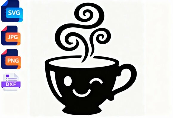 Cute Winking Coffee Cup SVG