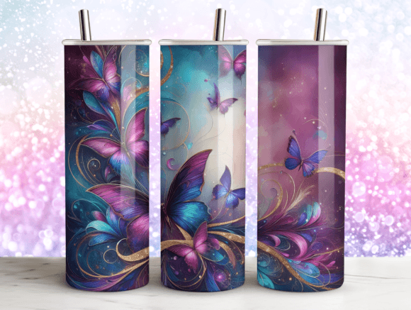 Dazzling Butterflies Agate Tumbler Wrap
