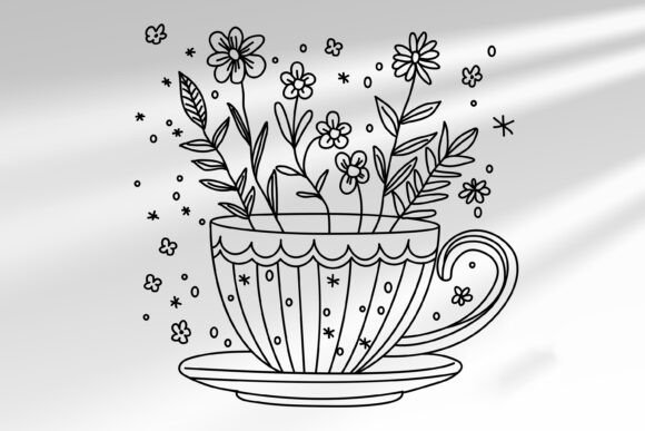 Flower Cup SVG for Embroidery