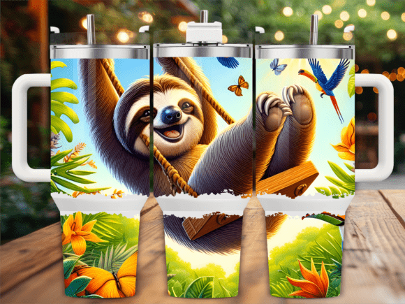 Happy Sloth with Butterflies Tumbler PNG Review