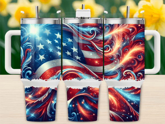 Patriotic Sparkle USA Flag Tumbler Wrap