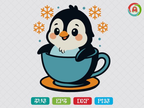 Penguin’s Cozy Cup SVG