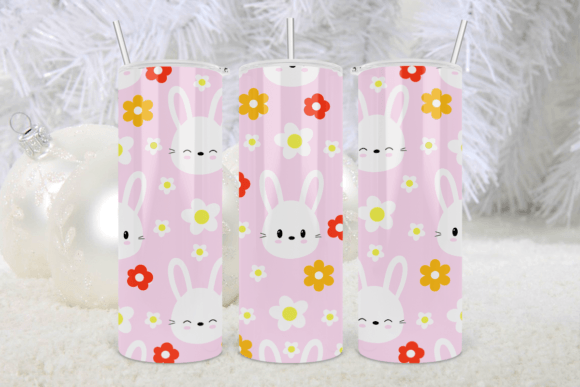 Pink Cute Bunny Easter Tumbler Wrap