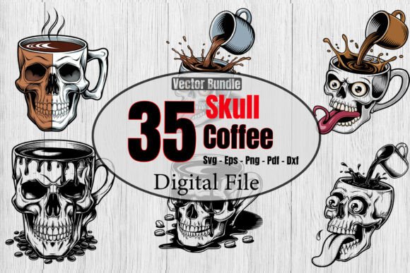 Skull Coffee Cup SVG Bundle