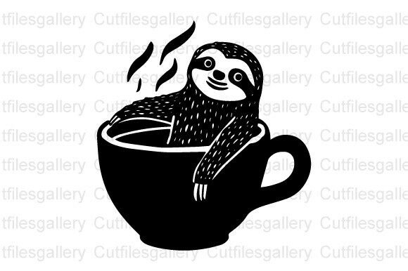 Sloth in Coffee Cup SVG