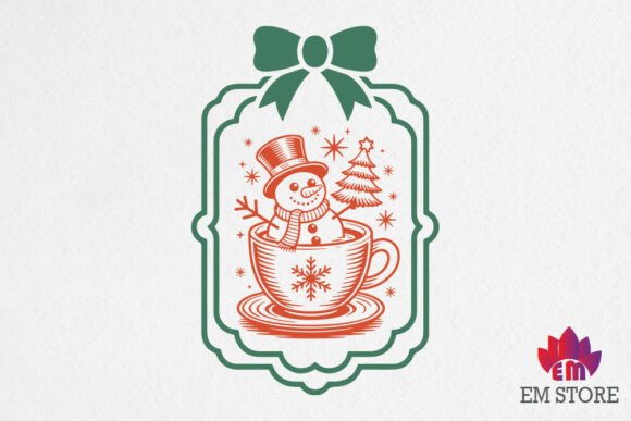 Snowman in Hot Cocoa Cup SVG Frame