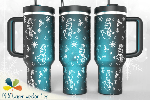 Snowmen and Snowflakes Wrap Tumbler SVG