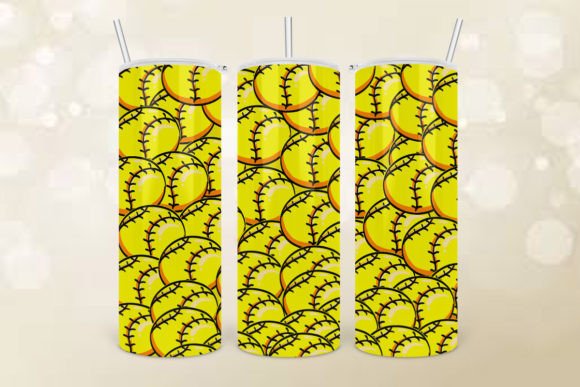 Softball 20oz Skinny Tumbler Wrap PNG