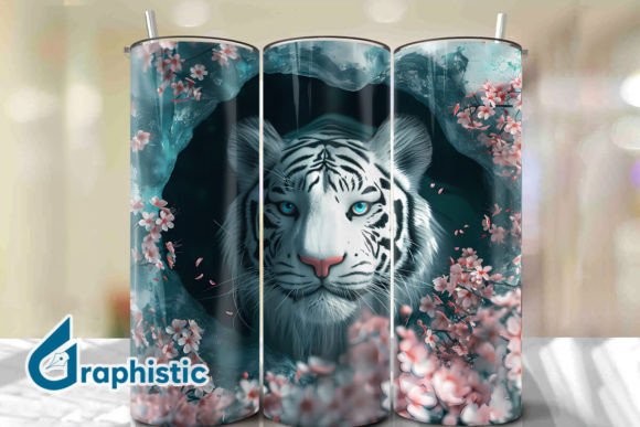 Tiger Floral Break Through Tumbler PNG39