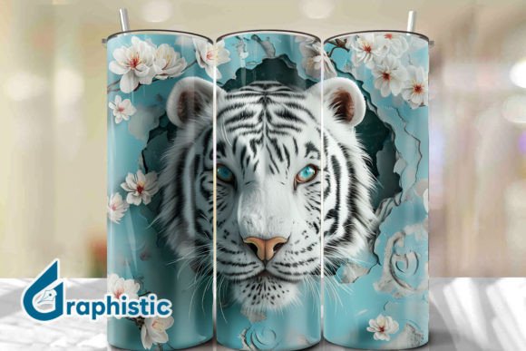 Tiger Floral Break Through Tumbler PNG40
