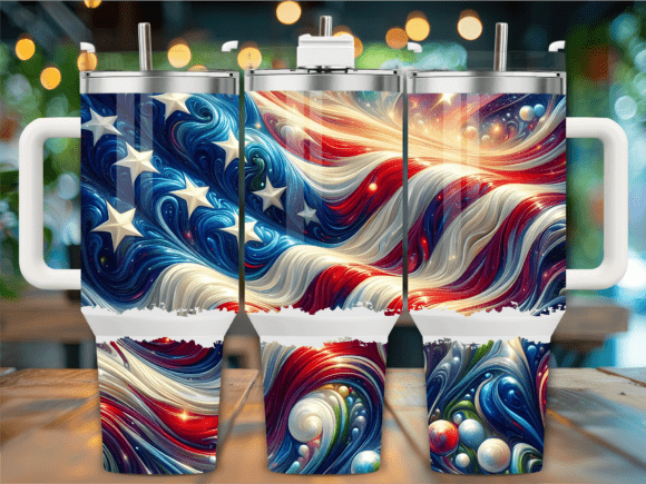 Wavy Red White Blue Galaxy 40oz Tumbler