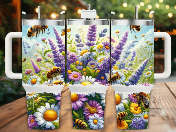 Wildflower Bee Summer 40oz Tumbler Wrap